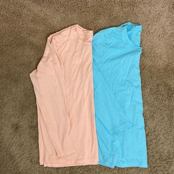 Land’s End Set of 2 Relaxed Fit Cotton Stretch Long Sleeve Tees size XL Casual - Picture 1 of 8